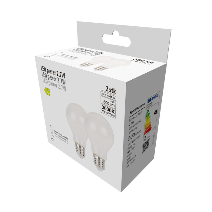 LED-pærer standard 2,7 W E27 - 2-pk.